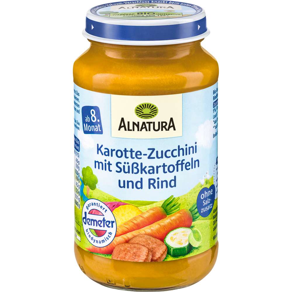Produktabbildung Alnatura Karotte-Zucchini mit Süßkartoffeln und Rind