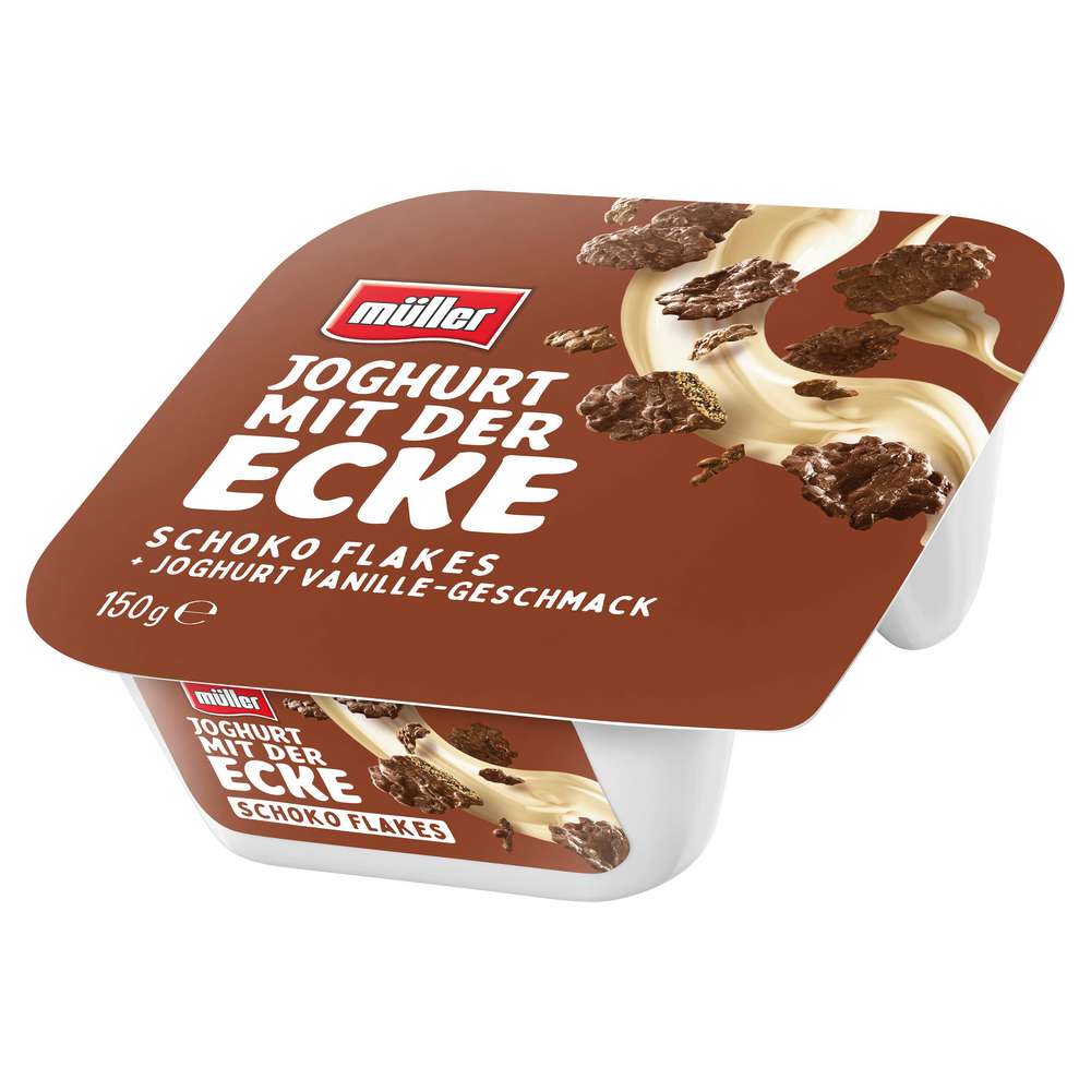 Produktabbildung Müller Joghurt mit der Ecke, Schoko Flakes + Joghurt Vanille-Geschmack