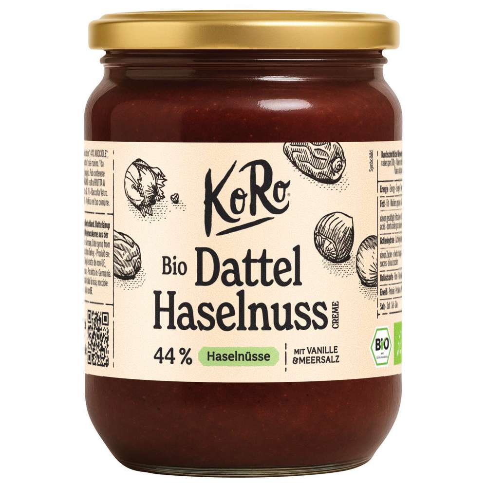 Produktabbildung KoRo Bio Dattel Haselnuss Creme, mit Vanille & Meersalz