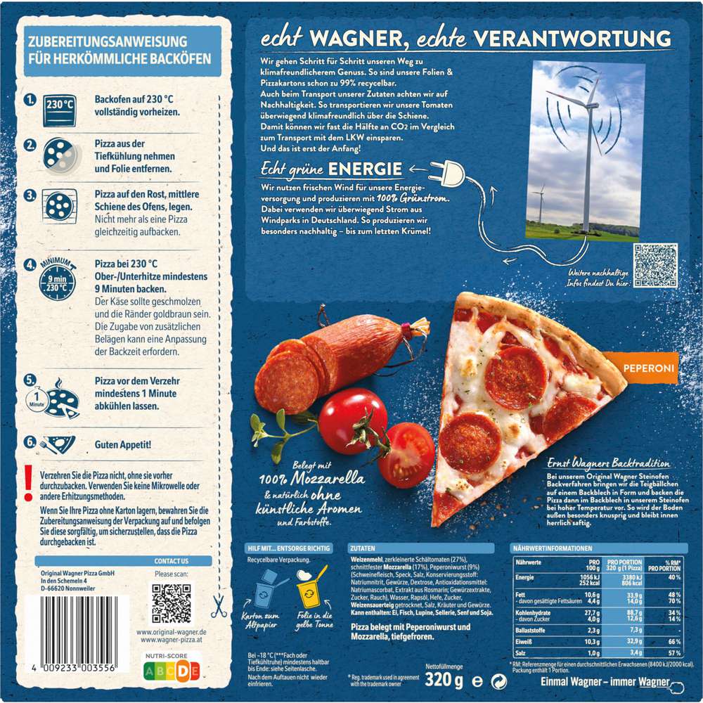 Produktabbildung Wagner Steinofen Pizza Pepperoni, tiefgekühlt