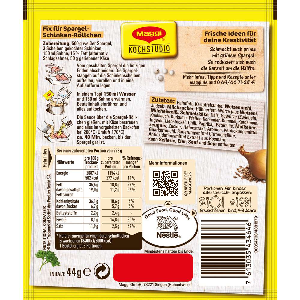 Produktabbildung Maggi Maggi Fix, Spargel-Röllchen mit Schinken