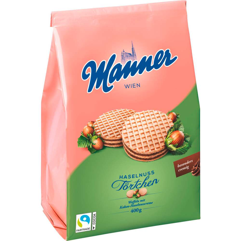 Produktabbildung Manner Waffeltaler mit Kakao-Haselnuss-Creme-Füllung
