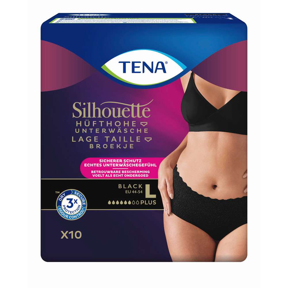Produktabbildung Tena Silhouette Hüfthohe Unterwäsche, schwarz Gr. L
