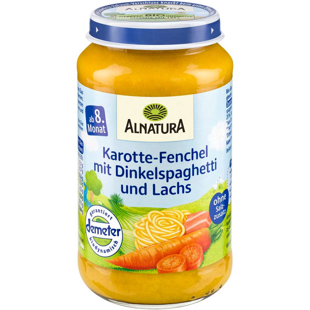 Produktabbildung Alnatura Karotten, Fenchel mit Dinkelspaghetti und Lachs