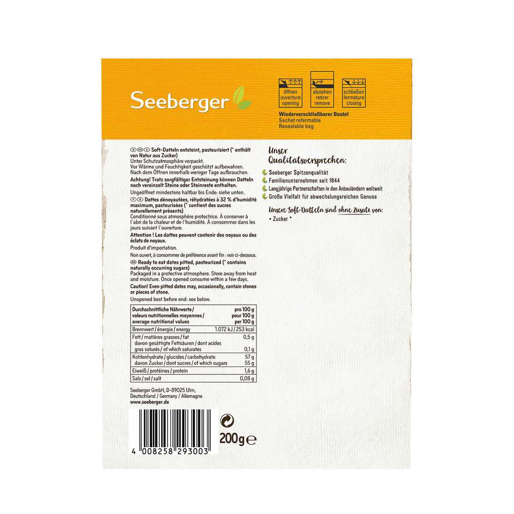Produktabbildung Seeberger Soft-Datteln, entsteint