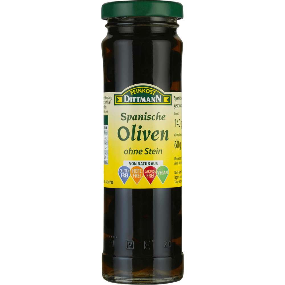Produktabbildung Feinkost Dittmann Schwarze Oliven ohne Stein