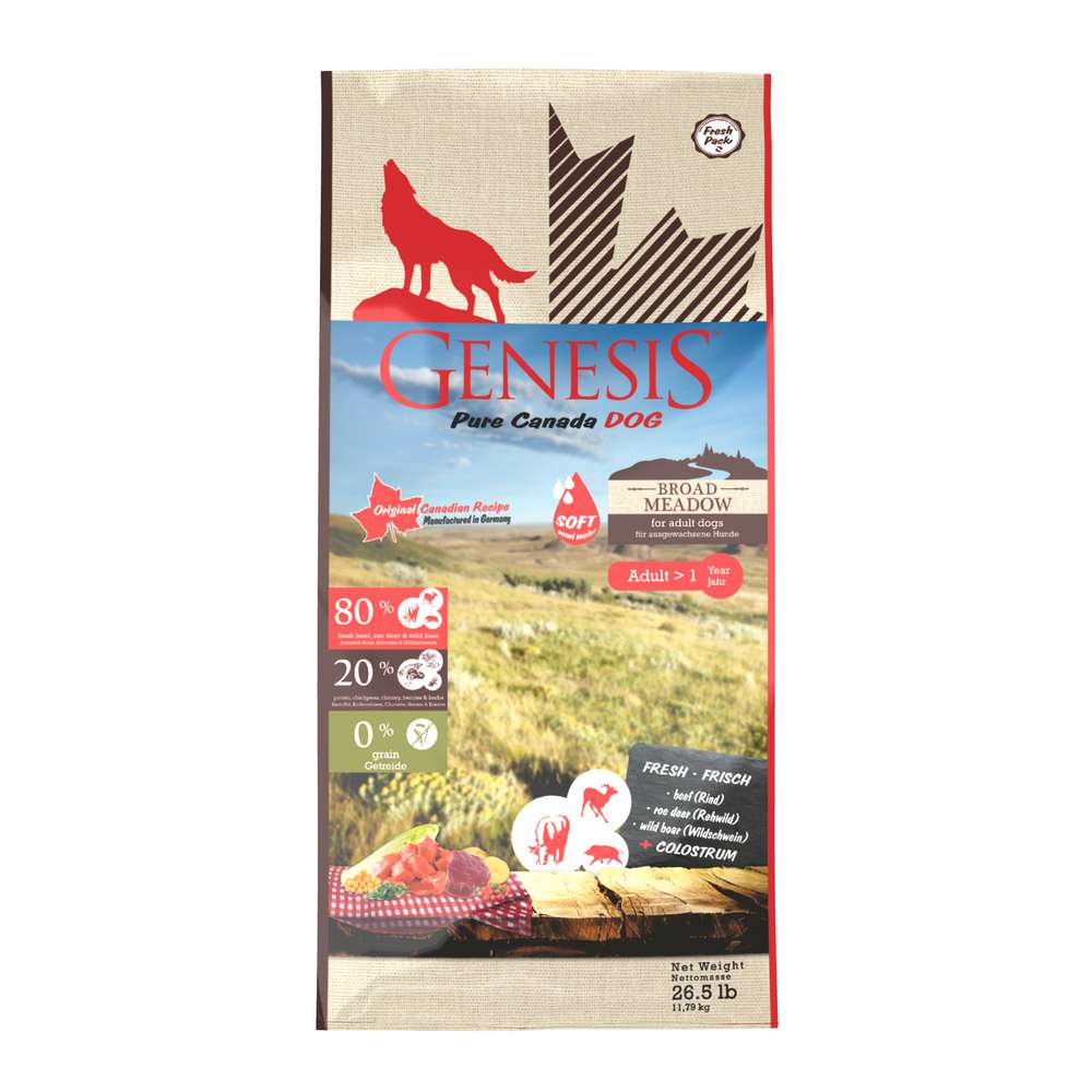 Produktabbildung Genesis Hunde-Trockenfutter Broad Meadow, Rind/Rehwild/Wildschwein