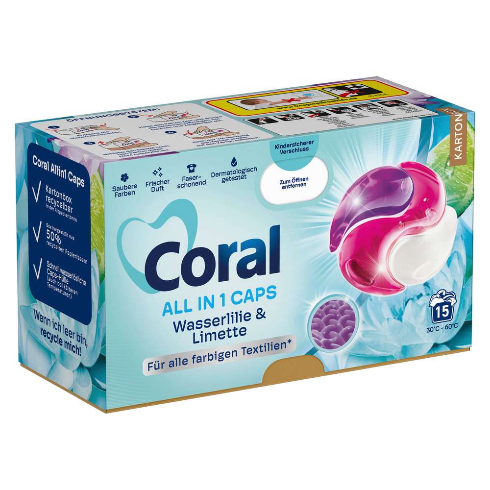 Produktabbildung Coral Color-Waschmittel Caps All in 1, Wasserlilie
