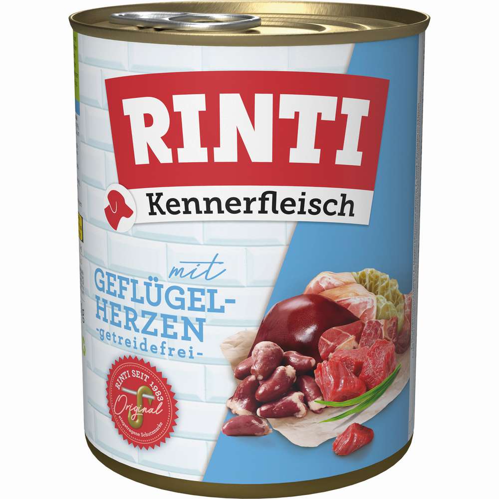 Produktabbildung Rinti Hunde-Nassfutter Kennerfleisch Geflügelherzen