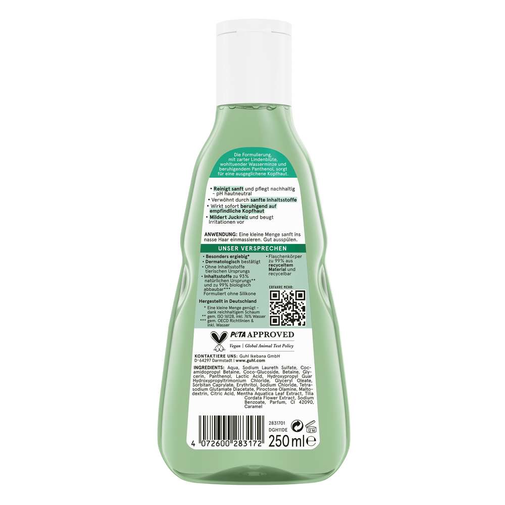 Produktabbildung Guhl Shampoo Kopfhaut Sensitiv, weißer Tee + Wasserminze