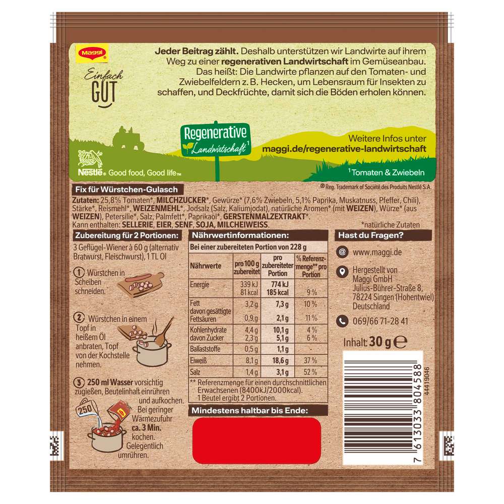 Produktabbildung Maggi Gewürzmischung, Würstchengulasch