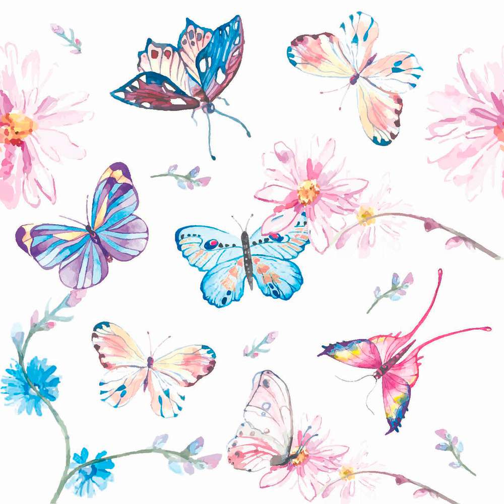 Produktabbildung Duni Bio Tissue-Servietten Butterflies, 33 x 33 cm, 3-lagig