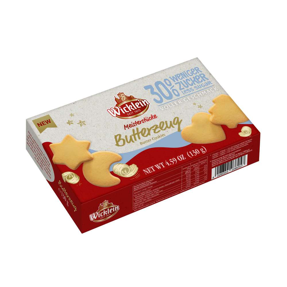 Produktabbildung Wicklein Butter Cookies, Butterzeug 30 % weniger Zucker