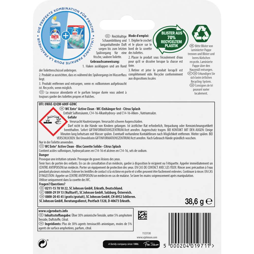 Produktabbildung WC Ente WC Duftspüler Active Clean, Citrus