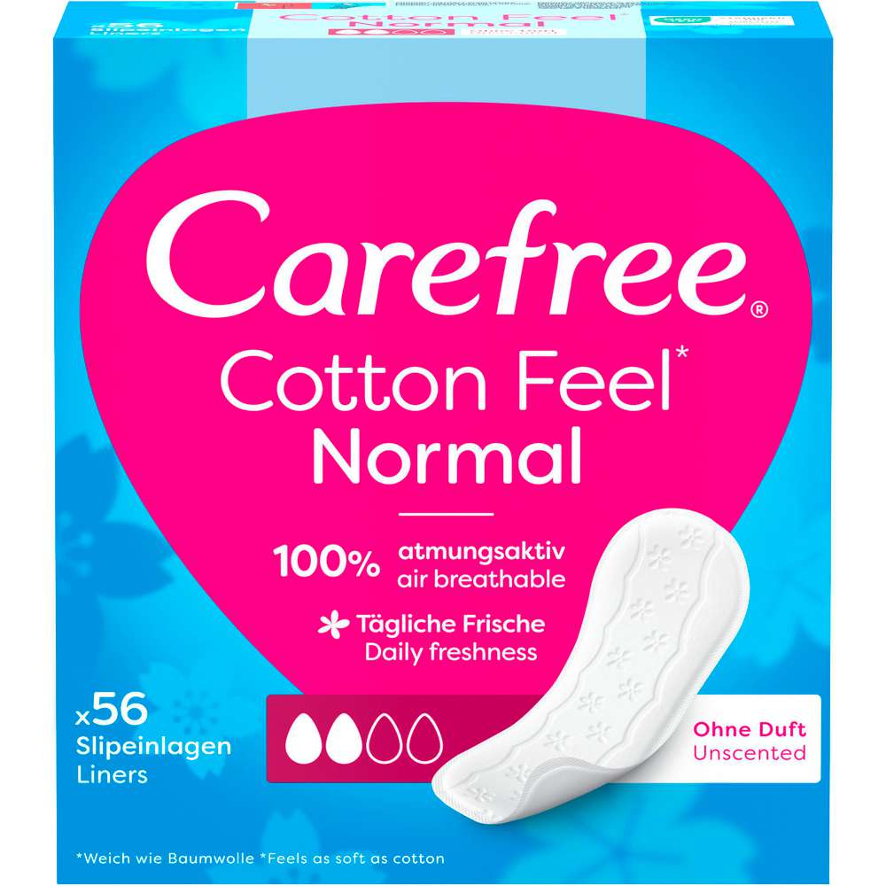 Produktabbildung Carefree Slipeinlagen Cotton Feel Normal, ohne Duft, 56er