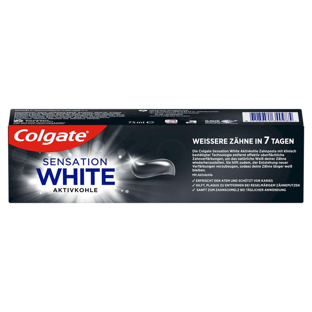Produktabbildung Colgate Zahncreme Sensation White mit Aktivkohle