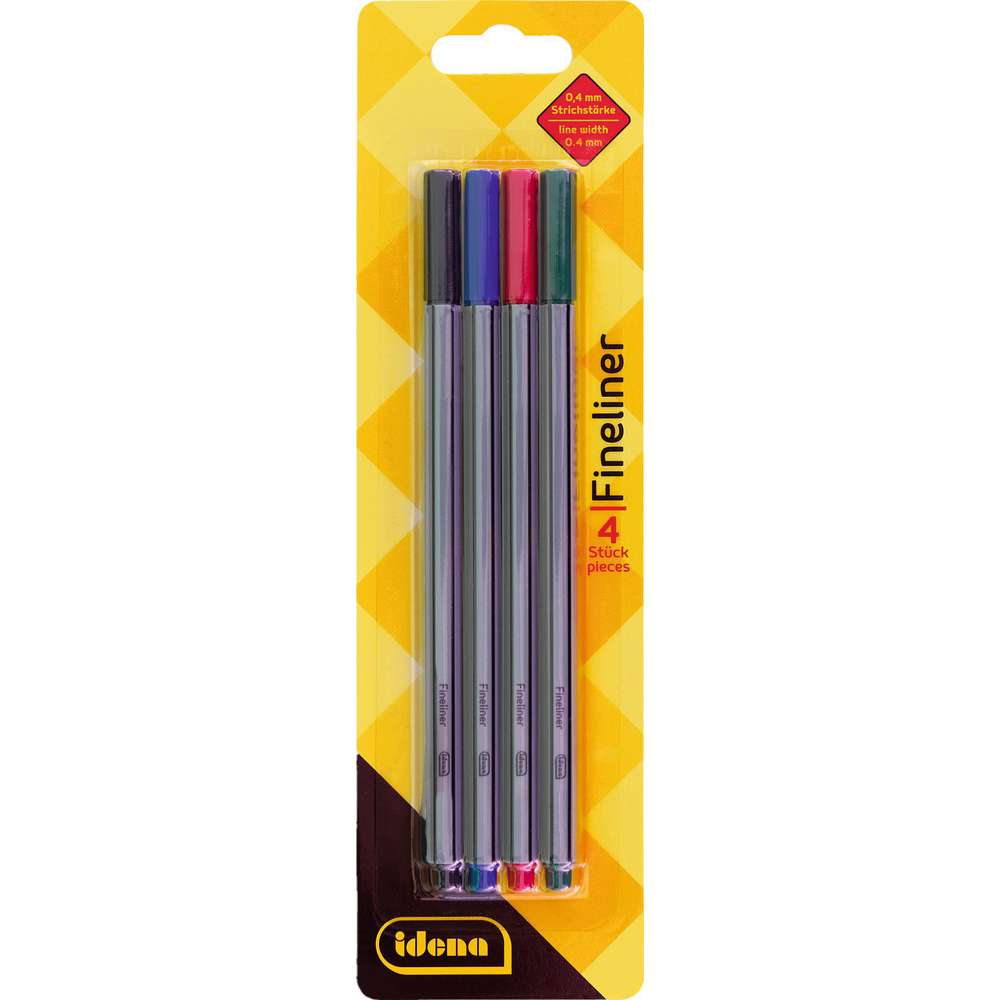 Produktabbildung Idena Fineliner-Stifte, rot/blau/grün/schwarz