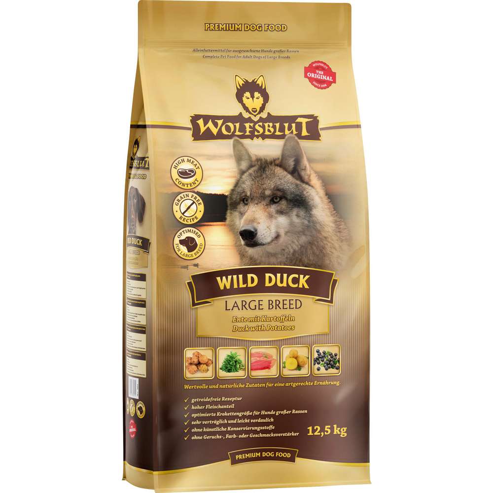 Produktabbildung Wolfsblut Hunde-Trockenfutter Wild Duck Large Breed, Ente/Kartoffel