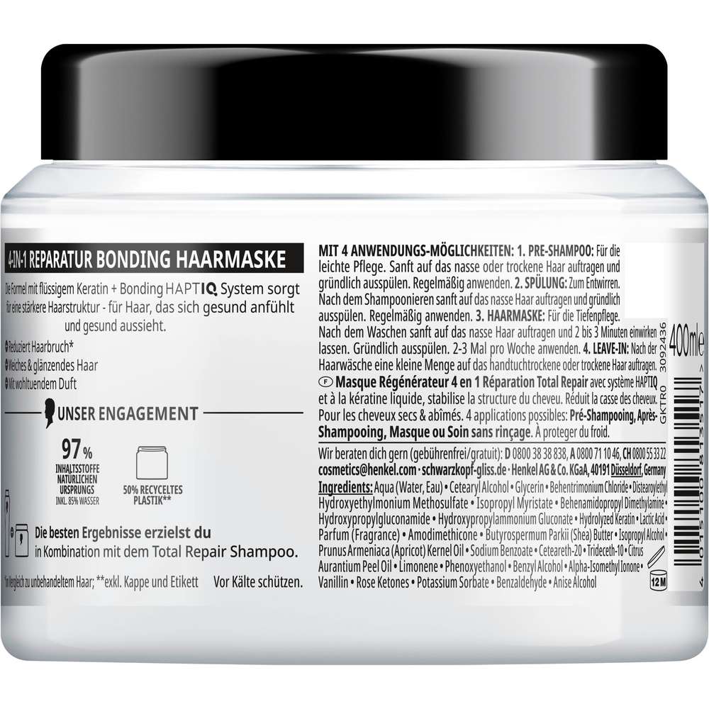 Produktabbildung Schwarzkopf Gliss Haarmaske Total Repair 