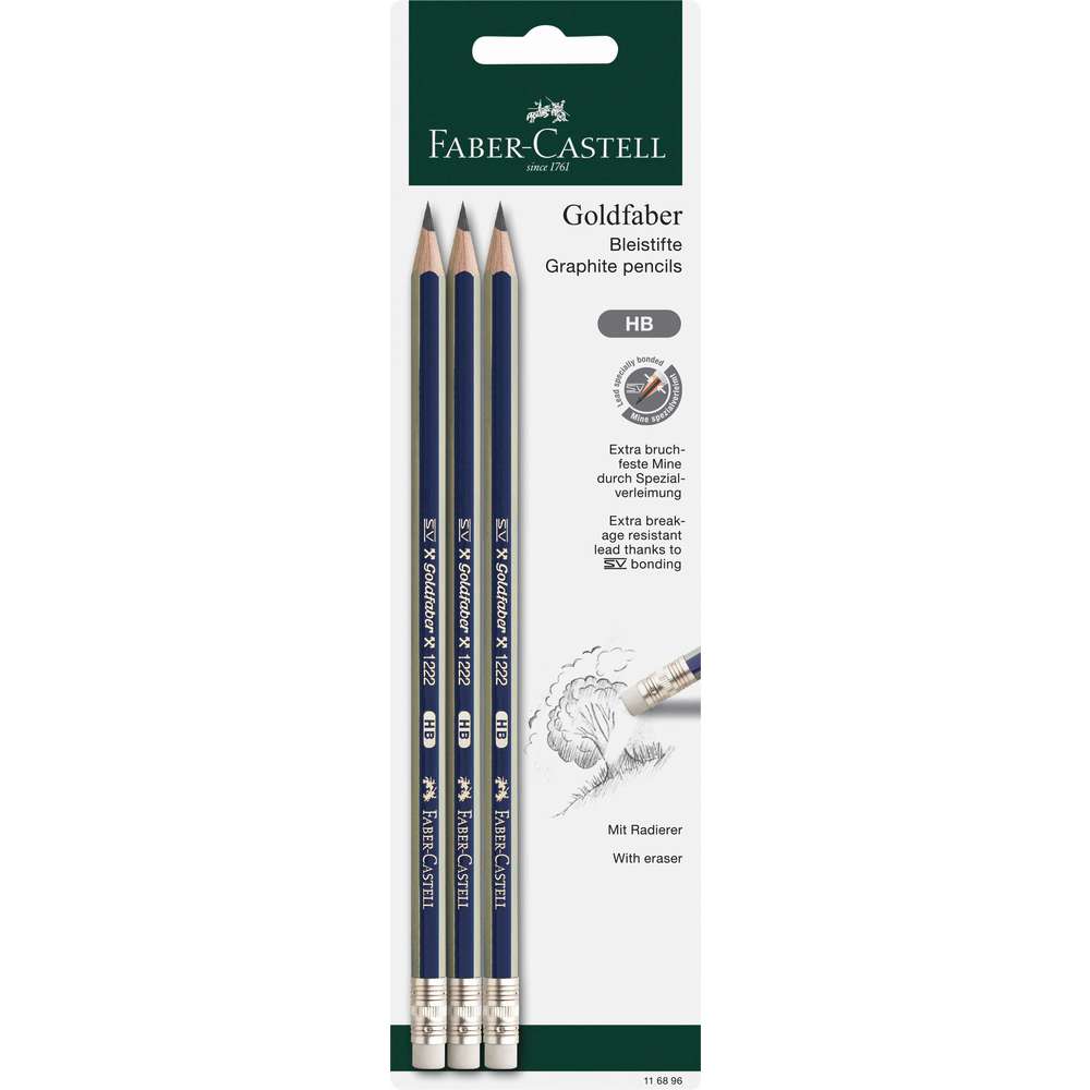 Produktabbildung Faber-Castell Bleisitft Goldfarber 1222, HB, 3er