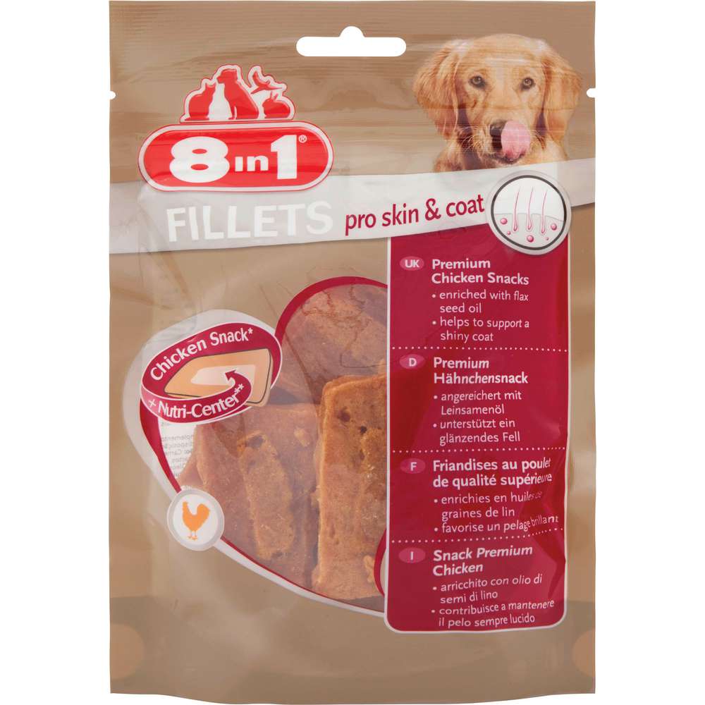Produktabbildung 8in1 Hunde-Snack Fillets Pro Skin & Coat