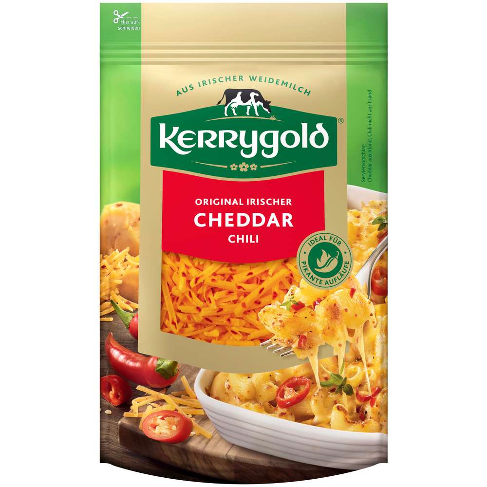 Produktabbildung Kerrygold Reibekäse, Cheddar Chili