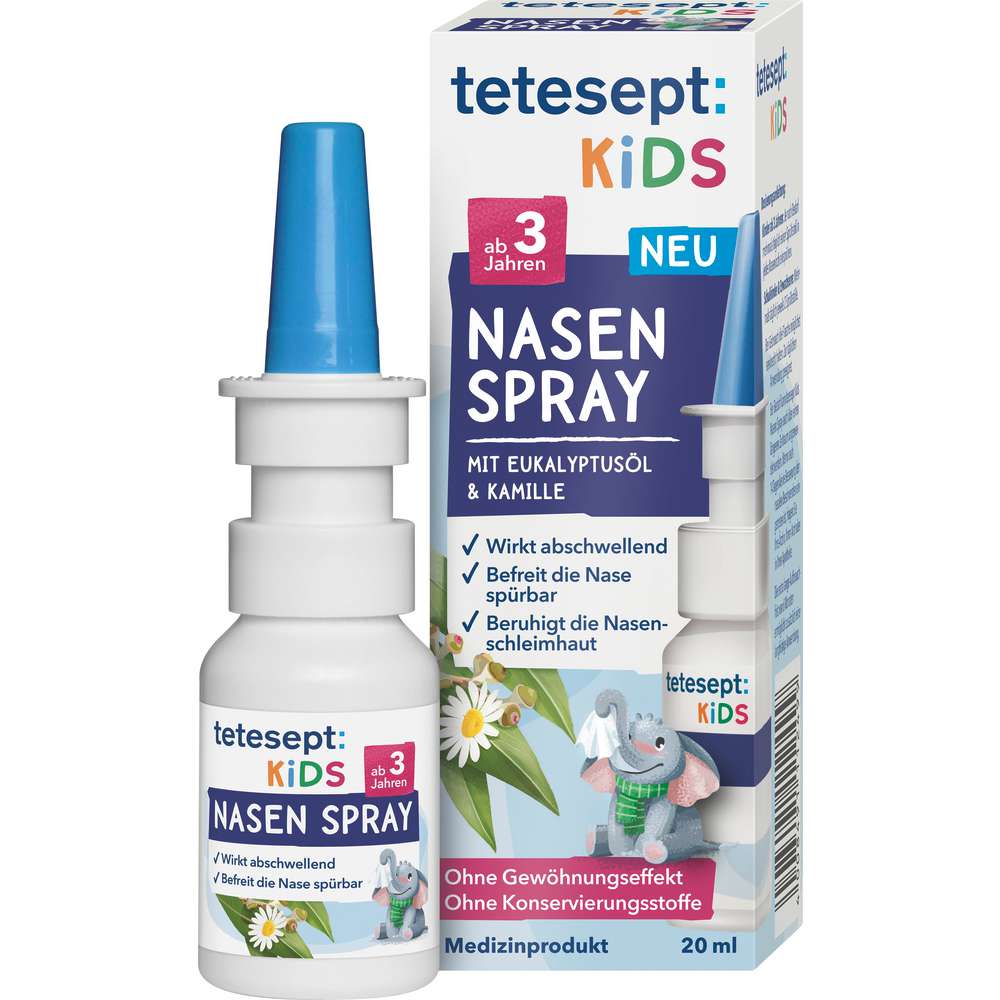 Produktabbildung tetesept Nasenspray Kids, Eukalyptusöl & Kamille