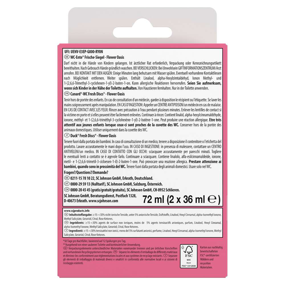 Produktabbildung WC Ente Duftspüler Frische-Siegel Nachfüller, Blüten-Oase