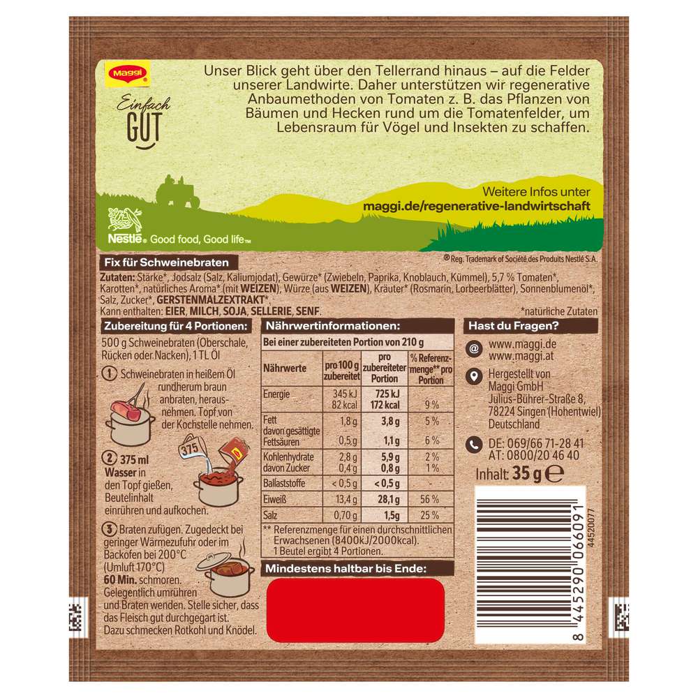 Produktabbildung Maggi Fix-Gewürzmischung, Schweinebraten
