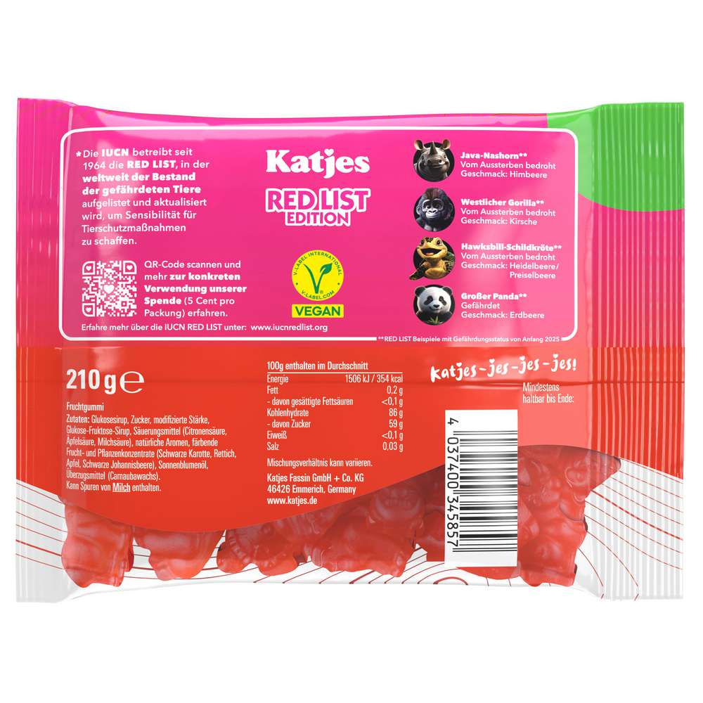 Produktabbildung Katjes Fruchtgummi Red List Edition, vegan