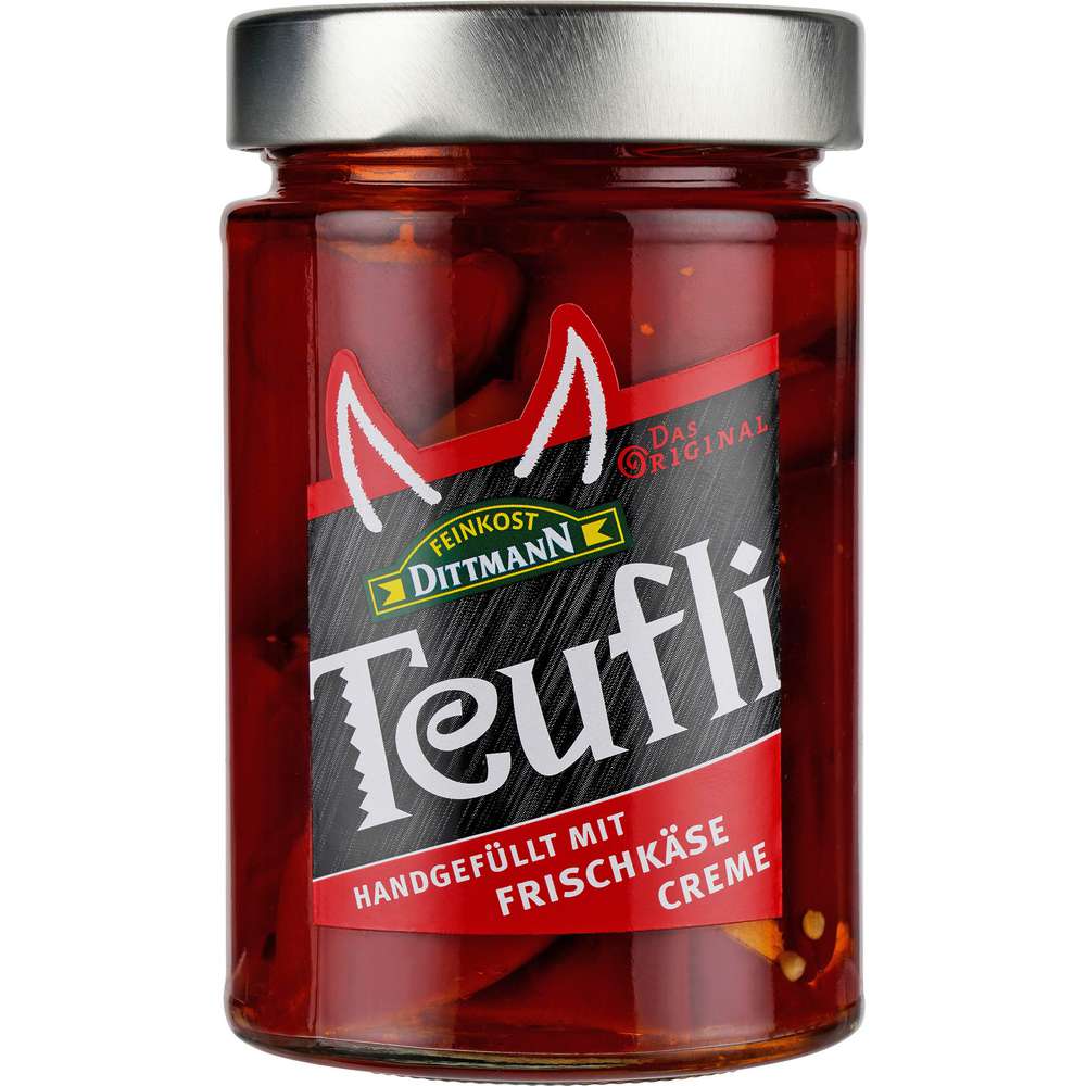 Produktabbildung Feinkost Dittmann Rote Pfefferonen Teufli mit Frischkäse gefüllt