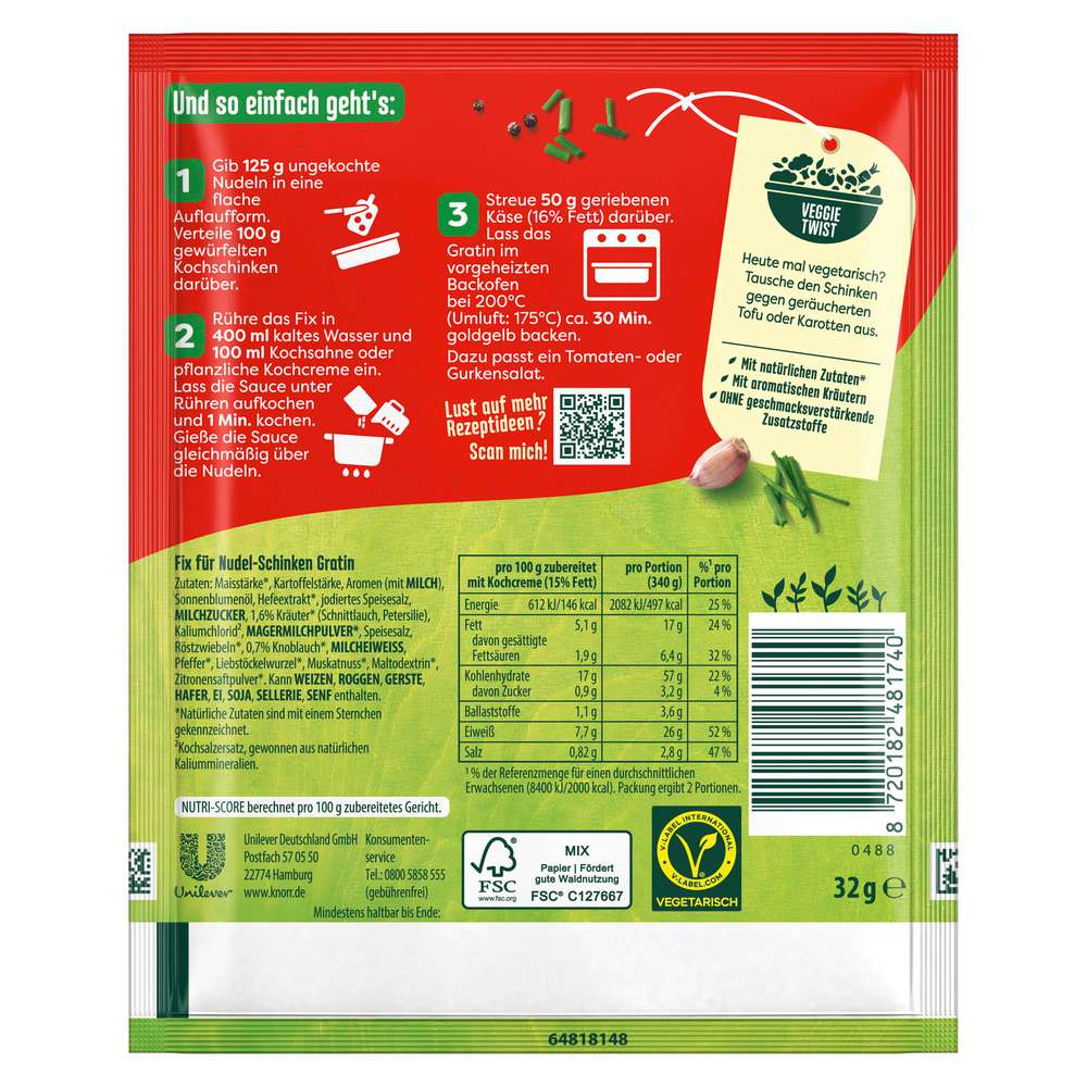 Produktabbildung Knorr Würzmischung Nudel-Schinken Gratin