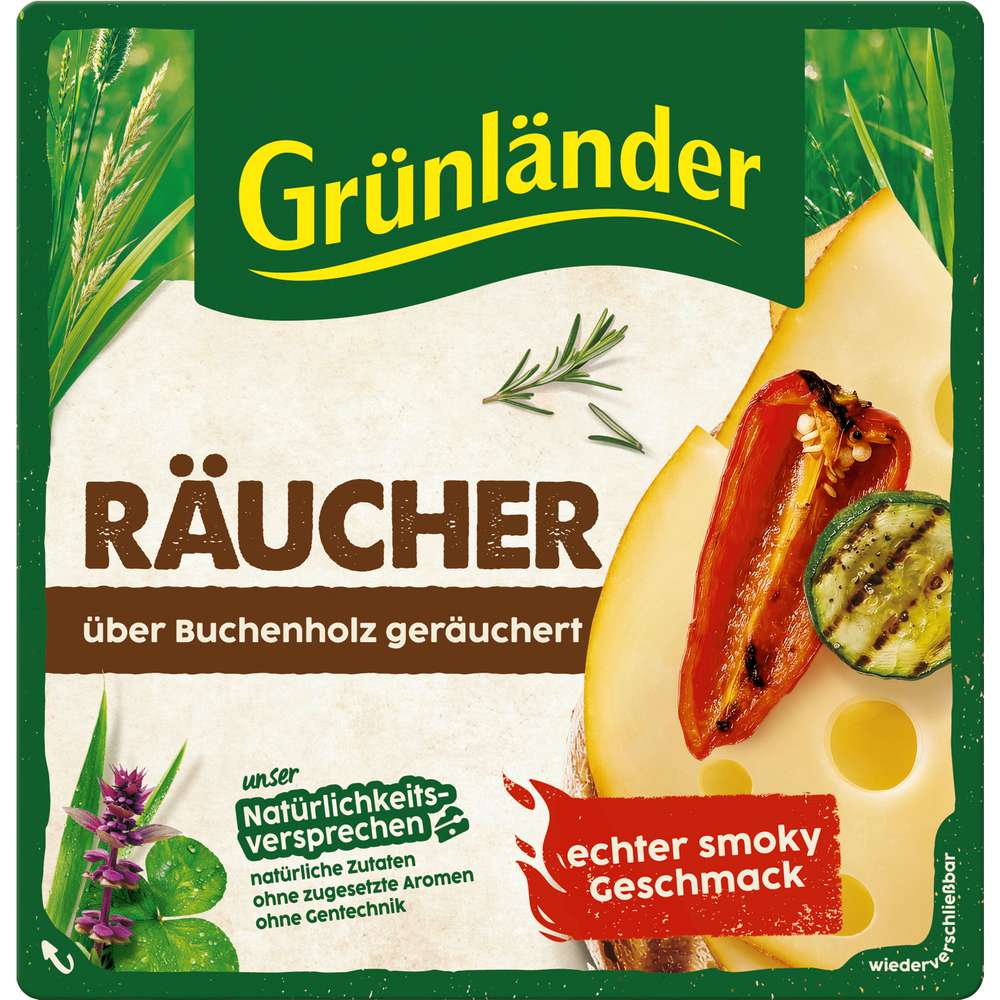 Produktabbildung Grünländer Käsescheiben Räucher