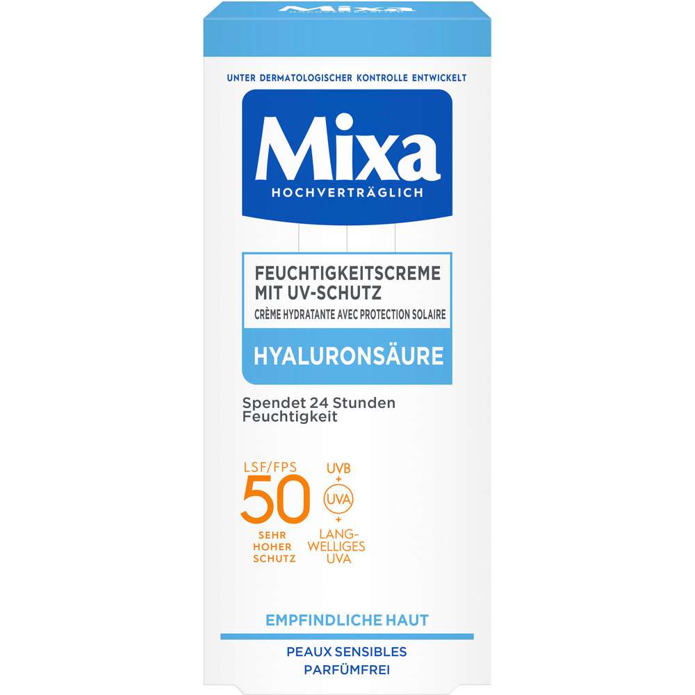 Produktabbildung Mixa Feuchtigkeitscreme mit UV-Schutz, Hyaluronsäure LSF50