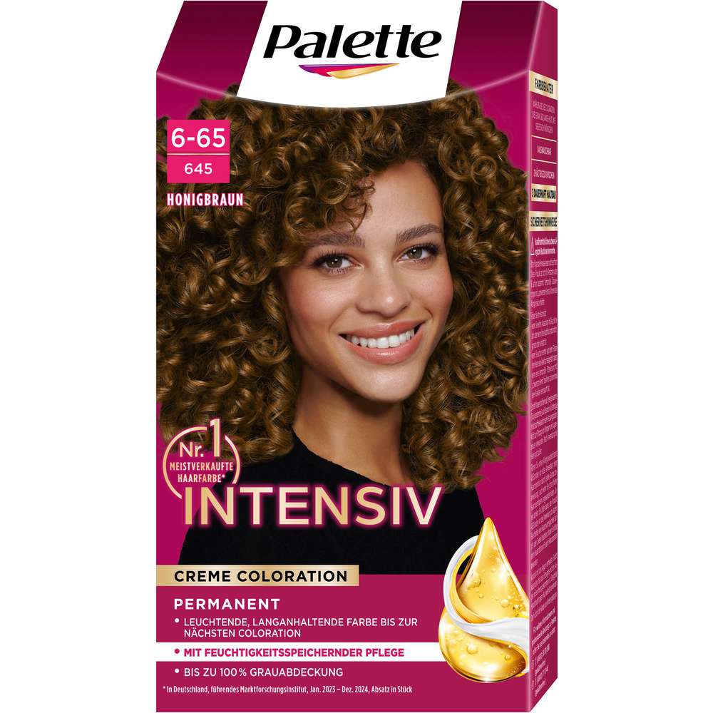 Produktabbildung Poly Palette Haarfarbe Creme Coloration, 645 Honigbraun