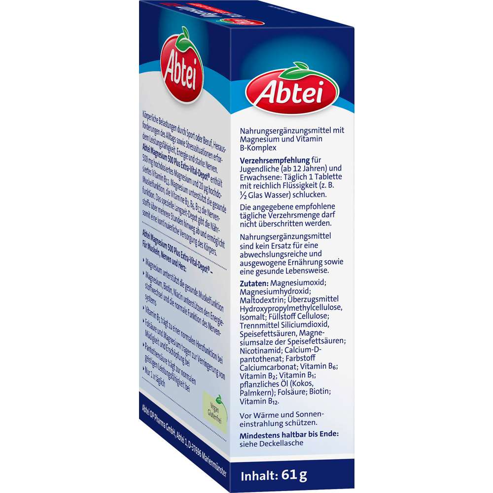 Produktabbildung Abtei Magnesium 500 Plus