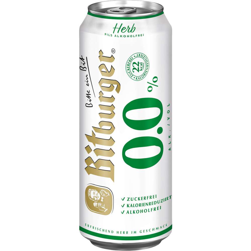 Produktabbildung Bitburger Pils Herb 0,0% alkoholfrei