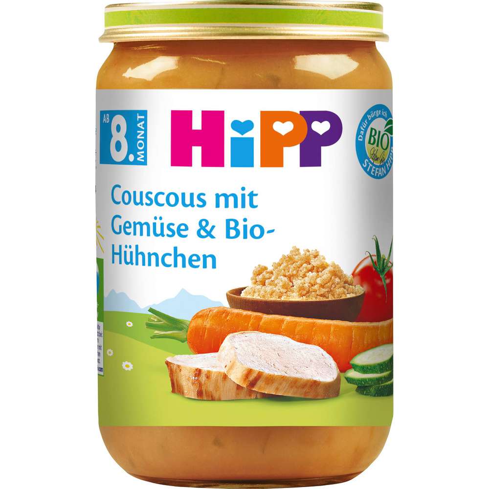Produktabbildung Hipp Babynahrung Menü, Coucous/Gemüse/Bio-Huhn