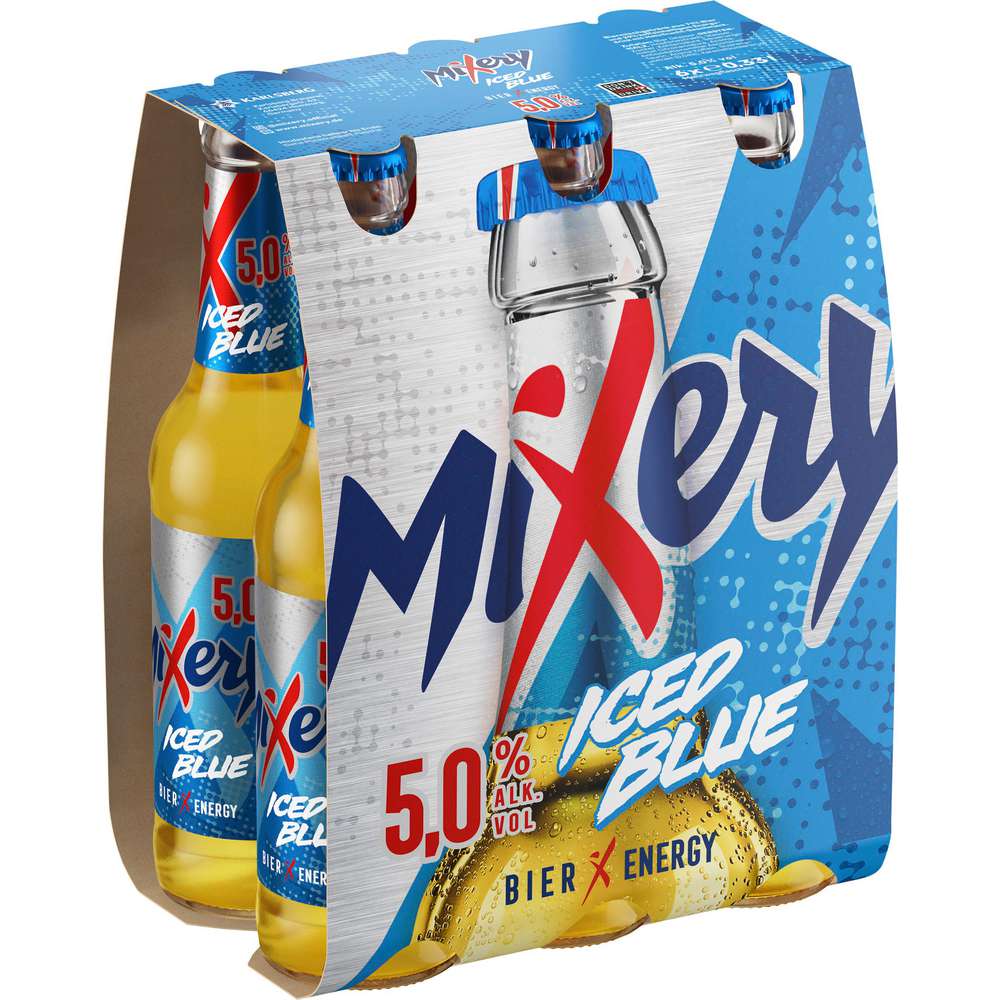 Produktabbildung Mixery Biermischgetränk Iced Blue, Bier + Guarana + X, 5 % (6x 0,330 Liter)