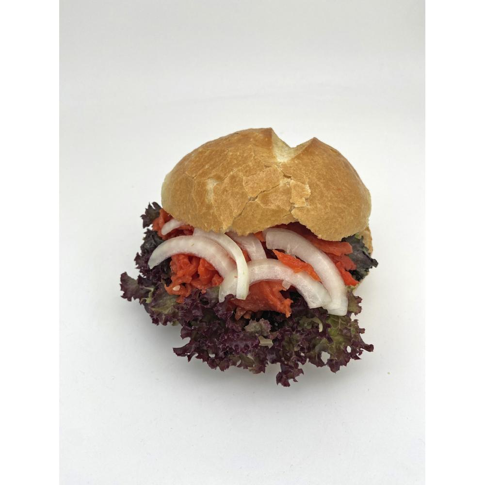 Produktabbildung keine Marke Seelachsschnitzel-Brötchen Angler Mett, pro Stück