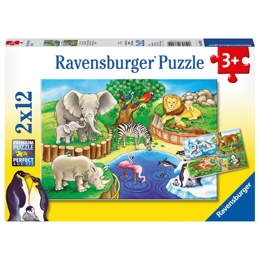 Produktabbildung Ravensburger Puzzle 2x12 Teile Tiere im Zoo