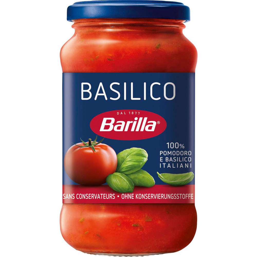 Produktabbildung Barilla Pasta Sauce Basilico mit Tomaten & frischem Basilikum