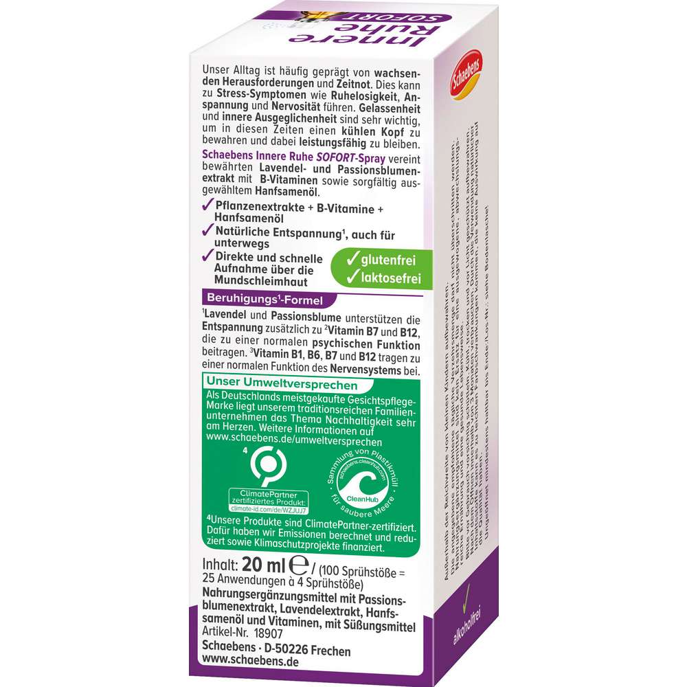 Produktabbildung Schaebens Innere Ruhe, Sofort -Spray + Hanfsamenöl