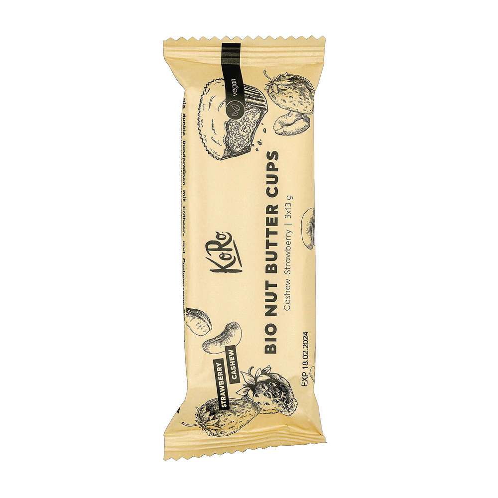 Produktabbildung KoRo Bio Nutbutter Cups Cashew-Strawberry