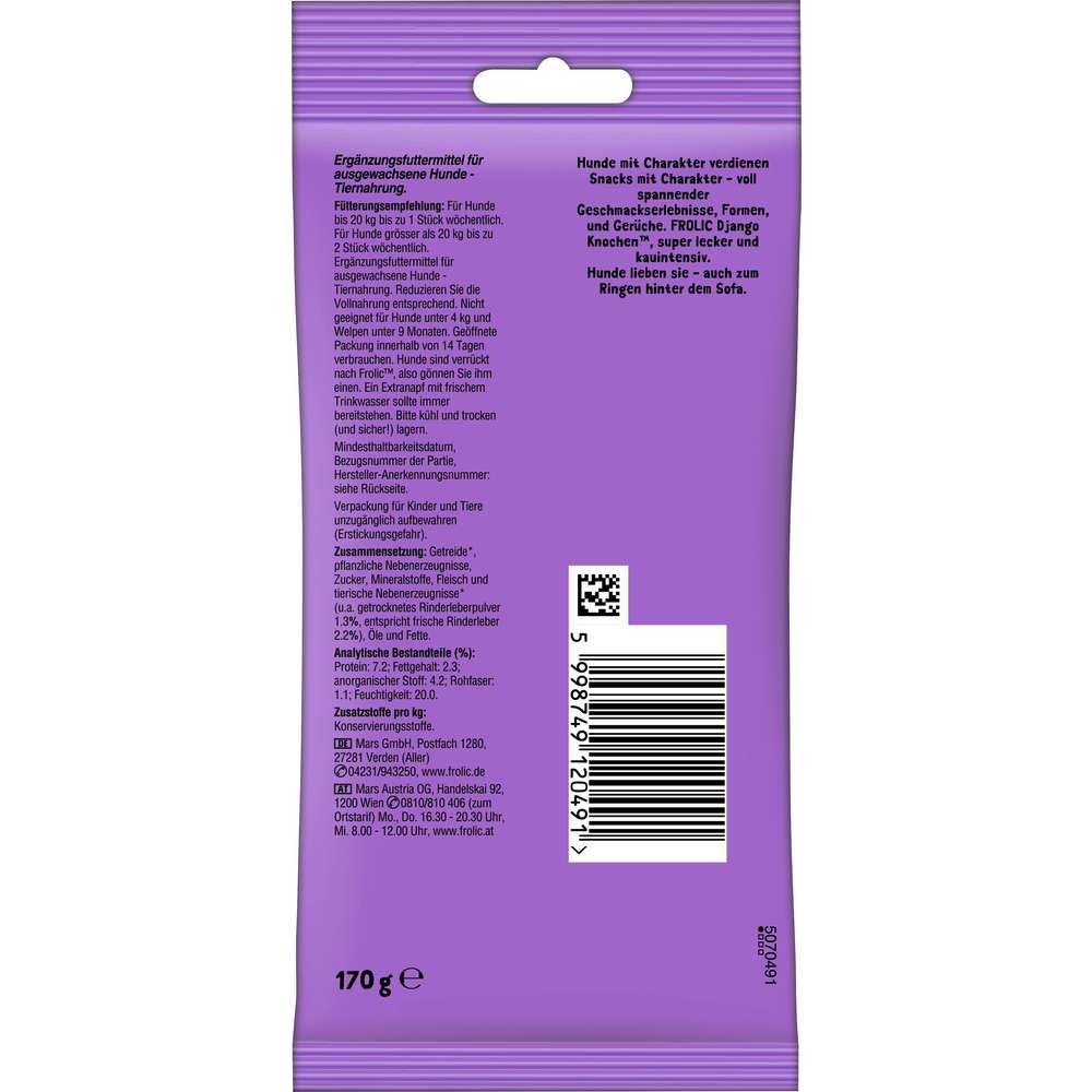 Produktabbildung Frolic Hunde-Snack Django Knochen, Rind