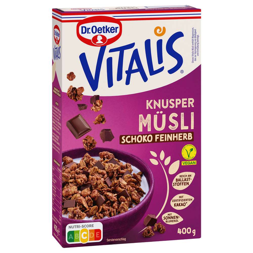 Produktabbildung Dr. Oetker Vitalis Knusper Müsli Schoko feinherb