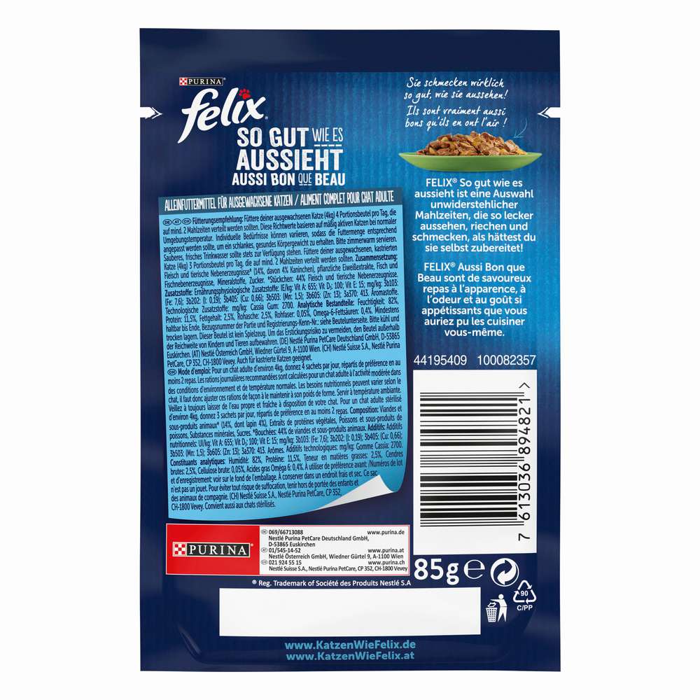 Produktabbildung Purina Katzen-Nassfutter Felix, So gut wie es aussieht, Kaninchen in Gelee