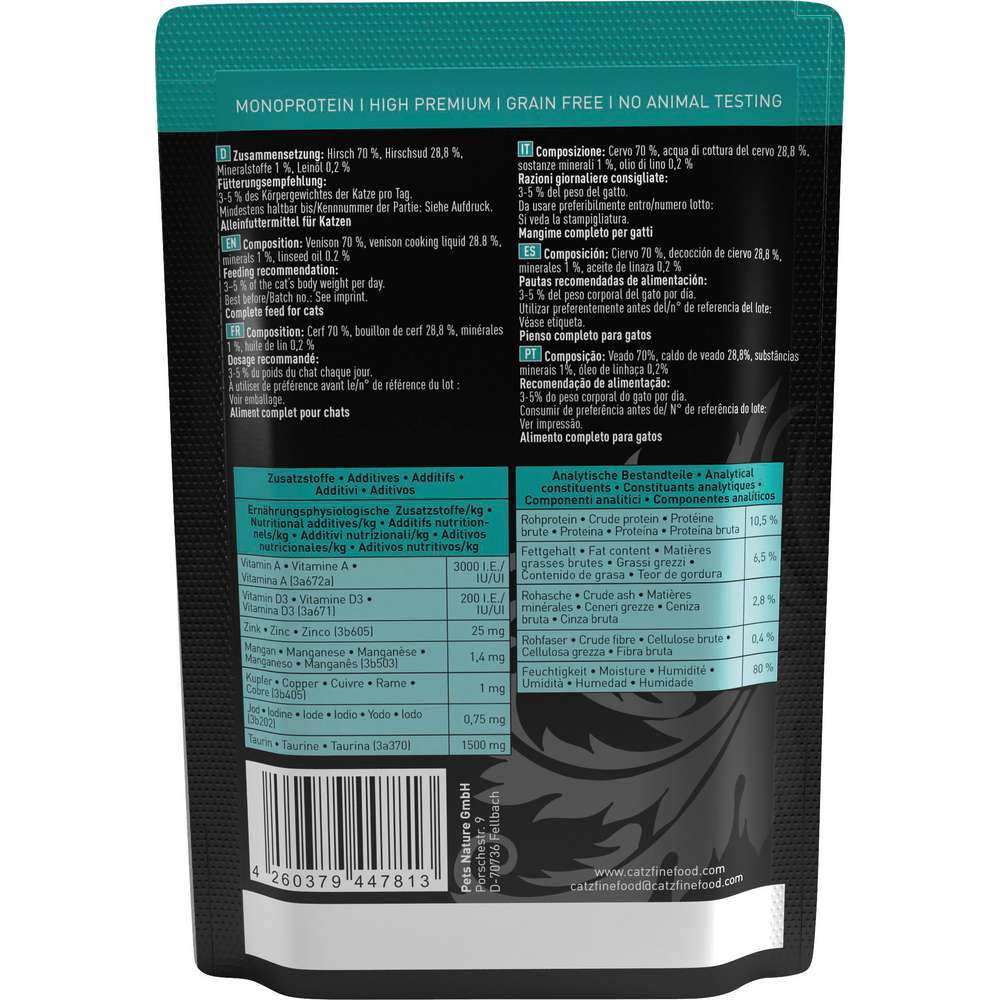 Produktabbildung catz finefood Katzen-Nassfutter Purrrr , Hirsch