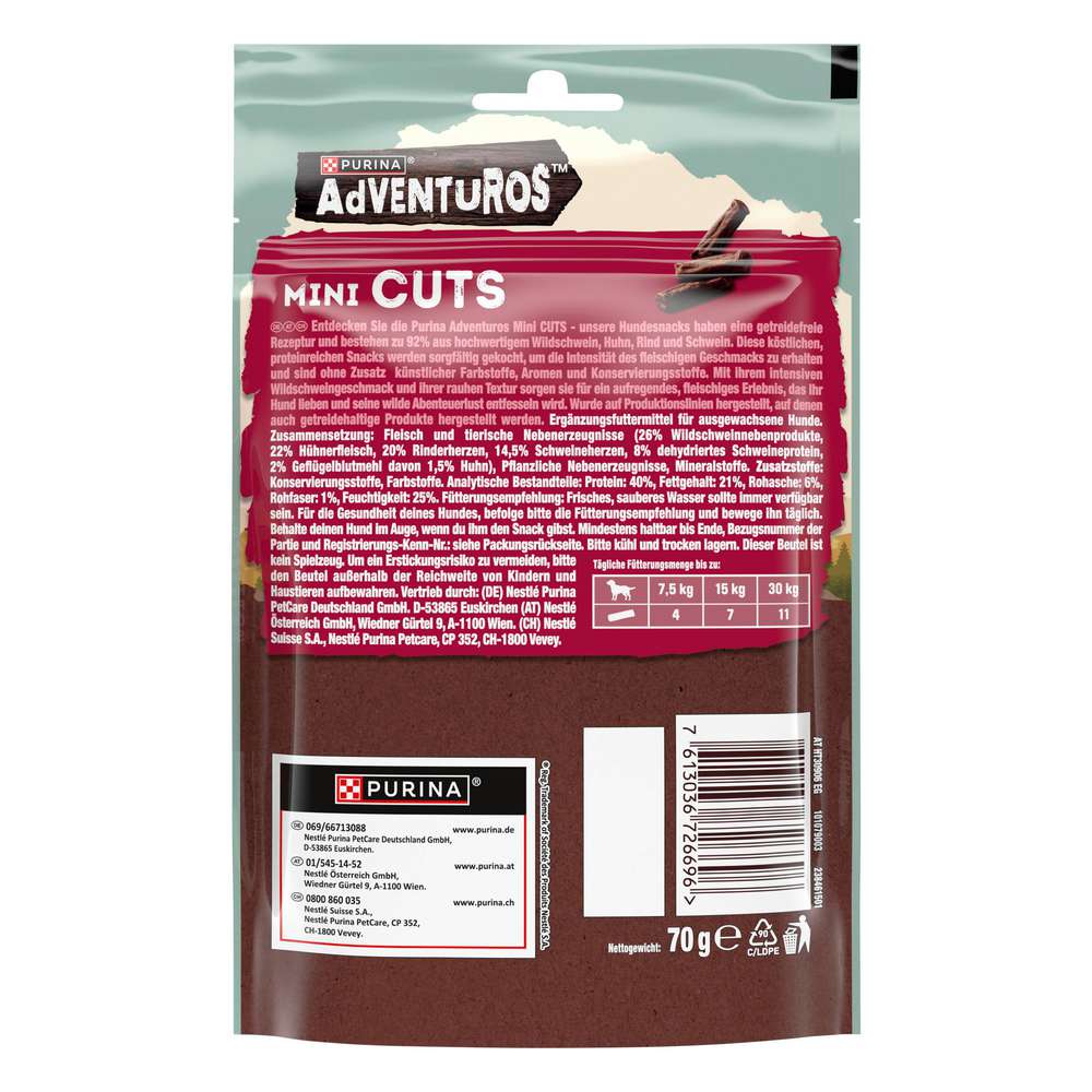 Produktabbildung Purina Hunde-Snack Adventuros, Mini Cuts, Wildschwein