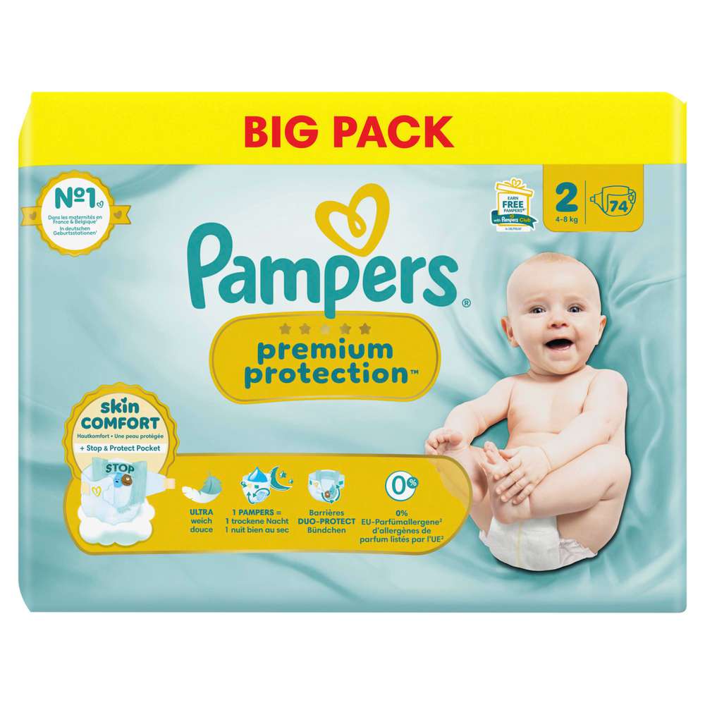 Produktabbildung Pampers Windeln Premium Protection Gr.2 Mini, New Baby 4-8kg, Big Pack